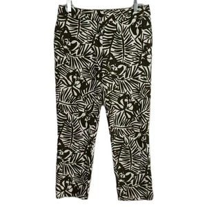 Kate Spade Cropped Women's Dress Pants, Size 4, White w/ Green Leaf Pattern - Picture 1 of 12