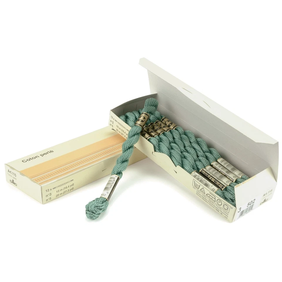 DMC 115 3-502  Pearl Cotton Skein Size 3 16.4yd-Blue Green - Image 1 of 1