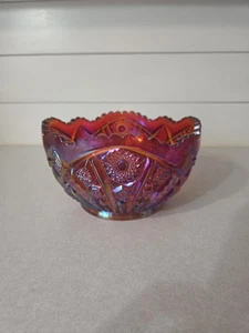 Vintage Indiana Glas Erbstück Sonnenuntergang rot irisierend Schüssel Schale - Bild 1 von 11