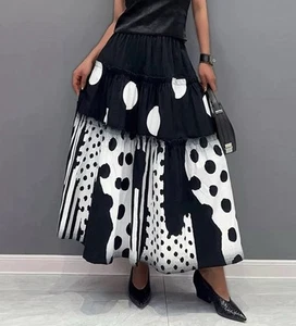 Black White Urban Street Chic Designer Arty Edgy Funky Monochrome Skirt 8 10 - Picture 1 of 17