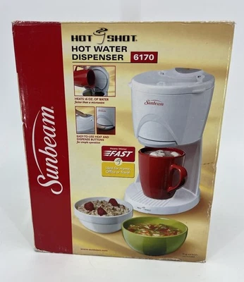 Dispensador de agua caliente Sunbeam Hot Shot 6170 16 oz calefacción rápida blanco nuevo caja abierta Foto 1 de 4