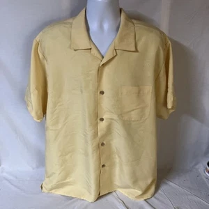Cubavera Mens Hawaiian Shirt Camp XL Yellow w/ Subtle Beach Palms Pattern FS - Picture 1 of 8