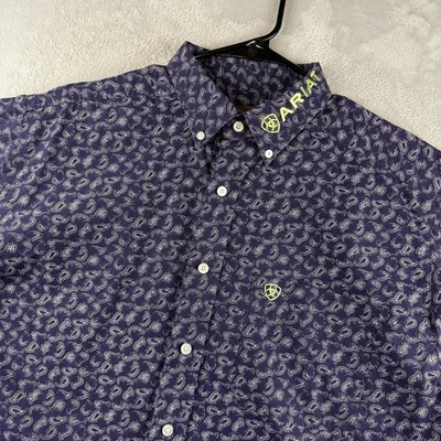 Camisa Ariat Para Hombre Grande Alta Azul Púrpura Cachemira Manga Larga Con Botones Western Foto 1 de 4