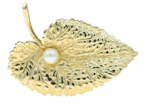 Splendida spilla vintage in oro giallo 14 carati (marcata) e perle peso 7,3 grammi 1 5/8" - Foto 1 di 2