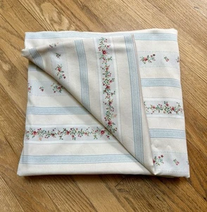 RALPH LAUREN Julianne Queen Flat Sheet Cream Blue Stripe Vintage 100% Cotton - Picture 1 of 11