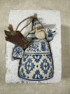 Jim Shore Blue Quilt Santa Claus Bird Birdhouse Heartwood Creek 2004 Bell - Picture 1 of 9