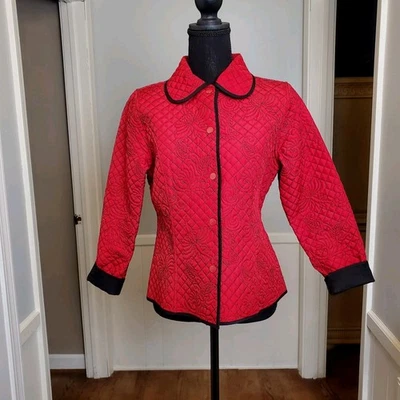 Chaqueta acolchada reversible para mujer roja y negra a presión vacaciones Navidad talla PS Foto 1 de 4