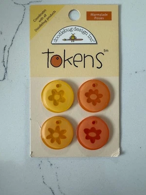 Doodlebug Design 4 Marmalade Posies Tokens Scrapbooking Journalling Crafts - Image 1 of 4