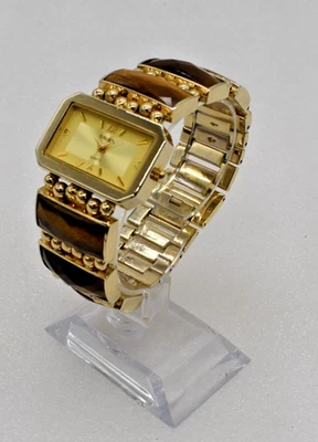 Reloj Mujer Cuarzo Gruen 2145 Tono Dorado Piedra Facetada Inserción Banda BATERÍA NUEVA Foto 1 de 4