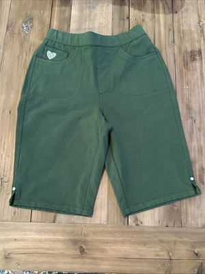 Quacker Factory DreamJeannes Bermuda Shorts with Rhinestone Trim - Dark Olive-XS - Image 1 of 4