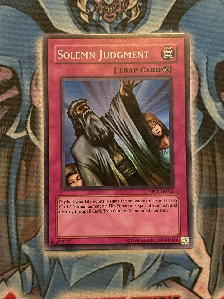 1996 Yu-Gi-Oh! LP Retro Pack Unlimited Solemn Judgment RP01-EN045 Original print - Image 1 of 4
