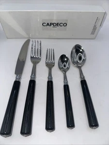 Capdeco Comet Black Wood 5 Piece Silverware Place Setting France Retired NIB - Picture 1 of 10