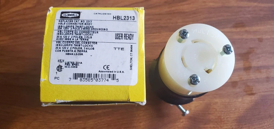 Hubbell HBL2313 20 Amp 125v Female Twist Lock Connector