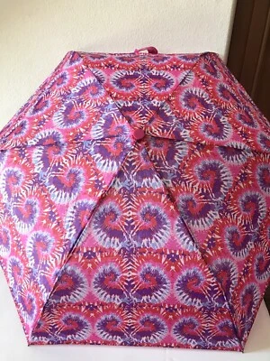 BETSEY JOHNSON MULTICOLOR TIE DYE COMPACTO AUTOMÁTICO ABIERTO PARAGUAS NUEVO CON ETIQUETAS Foto 1 de 4