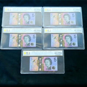 5 x Consecutive 2016 Stevens Fraser $5 Banknotes PCGS 67-69 PPQ #5022 - Picture 1 of 2