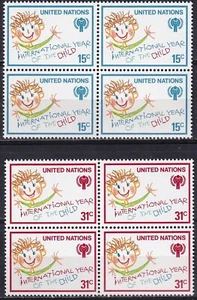 Naciones Unidas Nueva York 1979 Yvert 302/03 bloque de 4 Inter. Niño Año MNH VF - Imagen 1 de 1