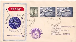 QANTAS 1958 VUELO INAUGURAL VUELTA AL MUNDO CUBIERTA - Imagen 1 de 1