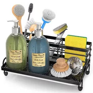 Kitchen Sink Caddy Organizer Rustproof Nonslip Soap Dish Dispenser Brush Sponge - Picture 1 of 8