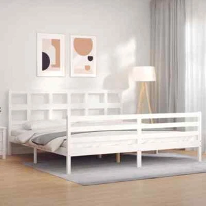 vidaXL Giroletto con Testiera Bianco 200x200 cm in Legno Massello - Foto 1 di 5
