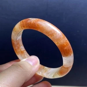 Bracciale 53,5 mm naturale bellissimo cristallo quarzo fragola dorato - Foto 1 di 6