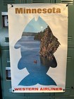 rare vintage western airlines minnesota travel poster