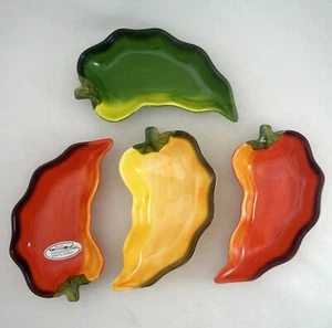 Clay Art La Mesa Serrano 4 piezas Chile Pimienta Dip Bowl Fiesta Aperitivo Juego para servir - Imagen 1 de 19
