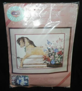 Dimensions ANTIQUE HOBBY HORSE Floral No Count Cross Stitch Kit Helen Paul 53905 - Picture 1 of 4