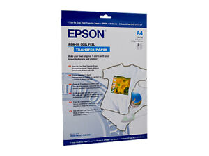 Epson Iron on Transfers Paper A4 10 Sheets 124gsm C13S041154 Stylus Photo EX New