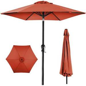 Patio Umbrella Rust Orange 10’ Steel Frame Weather Resistant Outdoor Furniture