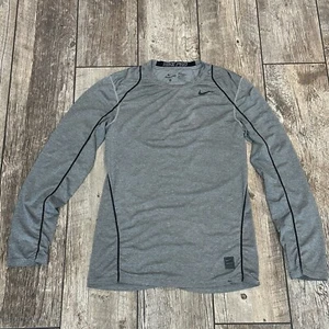 Nike Pro Shirt Mens Small Gray Fitted Performance Dri Fit Long Sleeve Light - Picture 1 of 16