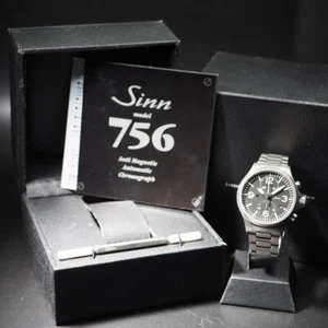Sinn 756 Tegimented on Bracelet Chronograph Date Automatic Black Dial Men's 40mm - Picture 1 of 9