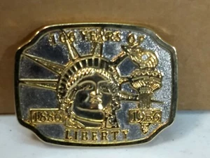 Vintage Belt Buckle 100 Years Of Liberty Lady Statue 1886-1986 Gold USA America - Picture 1 of 6