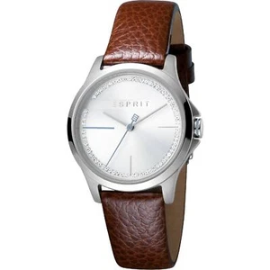 Hermoso reloj Esprit plateado para dama correa marrón PVP £109 - Imagen 1 de 7