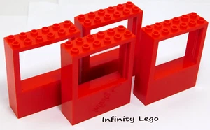 4 LEGO Vintage Red Window Frame 2 x 6 x 6 Freestyle (6236) - 4 Pieces - Picture 1 of 2