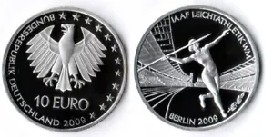 10 Euro Athletics 2009 Coin Mark F Polished Plate, In Coin Capsule 73196 - Picture 1 of 2