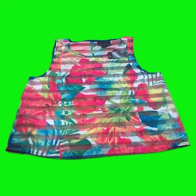 Camisa de mujer Attention transparente sin mangas a rayas transparentes multicolor talla L/G  Foto 1 de 4