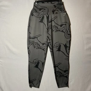 Gymshark Womens Sz M Gray Black Marble Harem Leggings Joggers Pockets Athletic - Picture 1 of 12