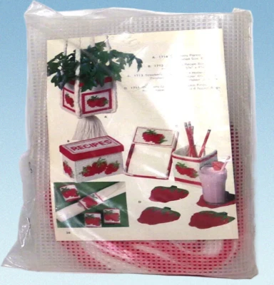 Vintage Artcraft Concepts Strawberry Recipe Box/ Planter  plastic canvas kit - Image 1 of 4