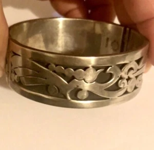 Los Castaneras Sterling Silver Mexican Bracelet HEAVY Mexico pre 1946 VTG 64.46g - Picture 1 of 16