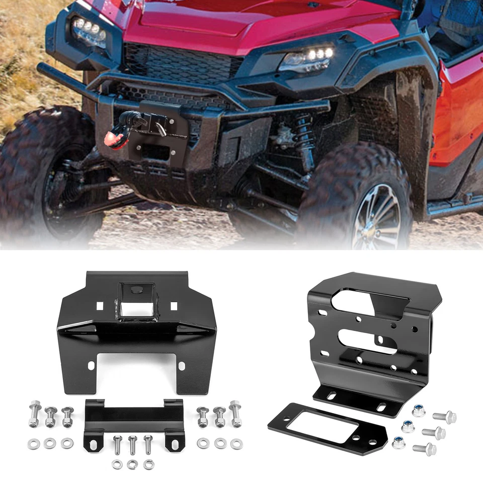 Enganche receptor delantero de acero de 2" + montaje de cabrestante para Honda Pioneer 1000/1000-5 LE 17-21 Foto 1 de 4