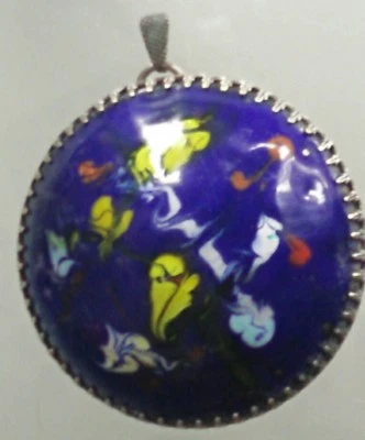 Ciondolo Smalto Multicolore Antico 6 CM Da Diametro - Immagine 1 di 4