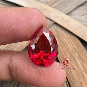 Stunning 17+ Ct Natural Mozambique Red Ruby Gemstone–Certified 18x13 MM Pear Cut - Picture 1 of 7