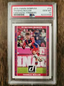 Panini Donruss 2015 Fantastic Finishers 14 Thomas Muller PSA 10 gemas Mt - Imagen 1 de 2