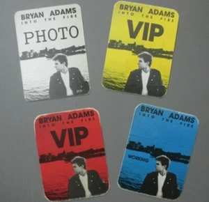 Bryan Adams backstage pass satin stickers Into The Fire FOUR - OTTO  ! - Picture 1 of 1