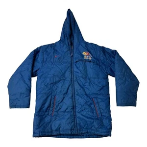 Nike Vintage NCAA University of Kansas Jayhawks Blue Full Zip Hooded Coat Med - Picture 1 of 16
