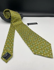 Bella Moda Men's 100% Silk Neck Tie ~ Green ~ Floral Pattern ~ Hand Made! - Picture 1 of 5