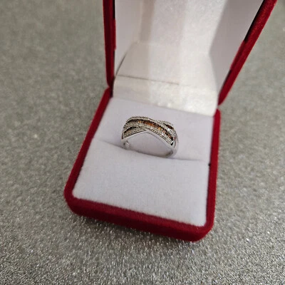 Red Diamond & White Diamond Ring in Platinum Over Sterling Silver 0.50 Ct - Image 1 of 4