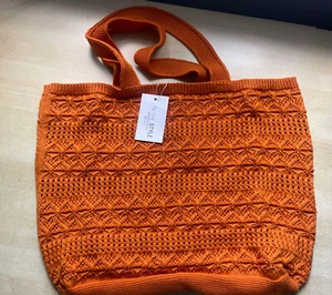 In The Style Danae Mercer Orange Crochet Beach Bag -one Size - Picture 1 of 4