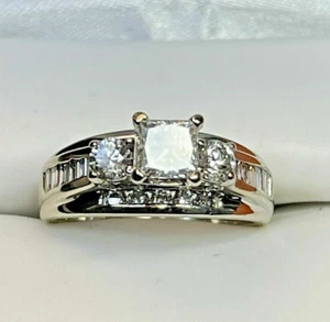 3.5Ct Princess Lab Created Diamond Women's Engagement Ring 14K White Gold Plated - Picture 1 of 3