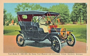 Postcard MI Dearborn Michigan-Ford Model T 1908-1909-Vintage Linen c1942 (D14) - Picture 1 of 4